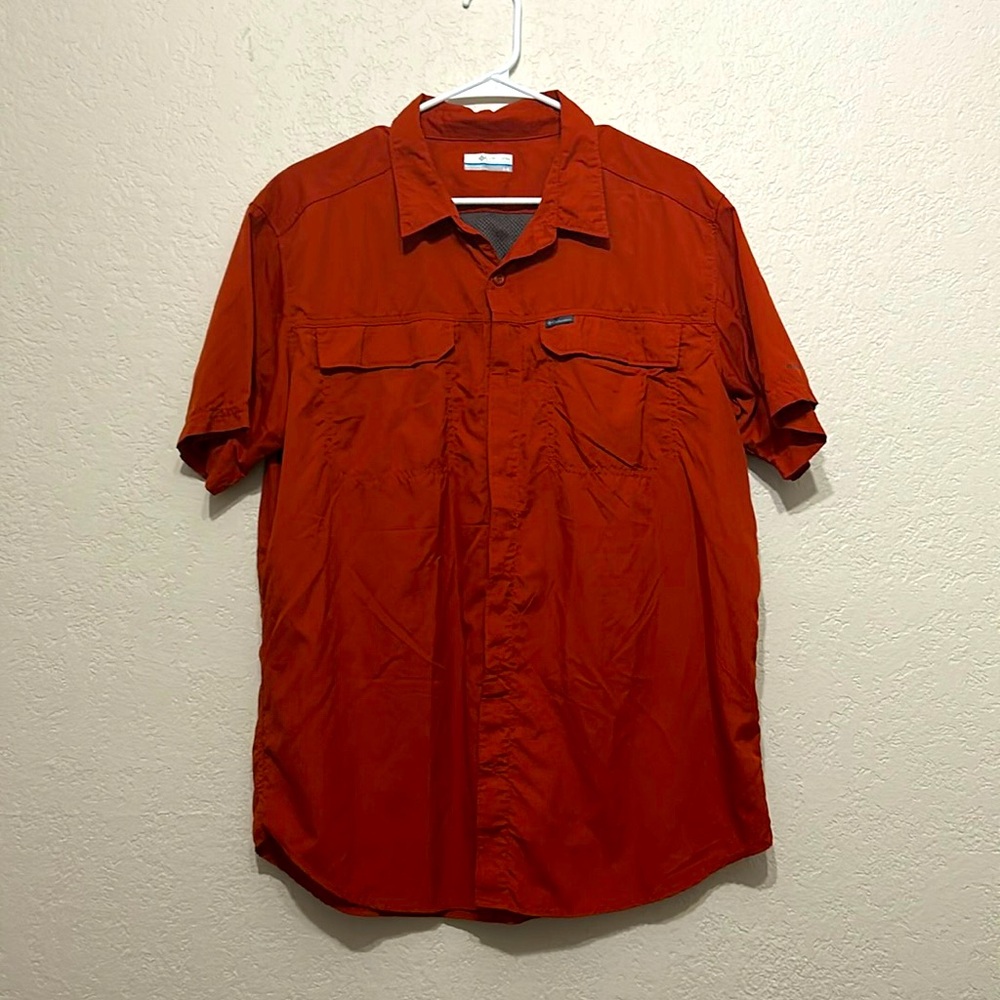 Columbia PFG Omni-Shade Vented Button-Down Shirt – Burnt Orange Men's Large